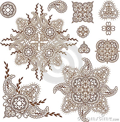 Paisley design elements set Vector Illustration