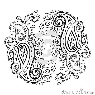 Paisley. Ethnic ornament. Cartoon Illustration