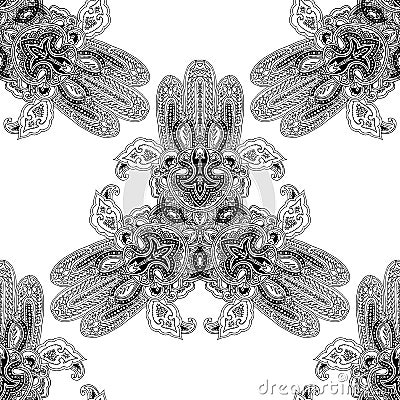 Paisley hamsa mandala background Vector Illustration