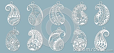 Paisley. Laser cutting. Craft paper for decoration. Plotter, screen printing Vector Illustration