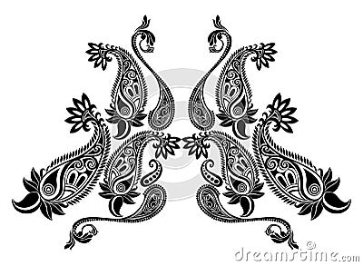 Paisley motifs.Traditional ethnic ornament. Object isolated on white background. Vector print illustration. Cartoon Illustration