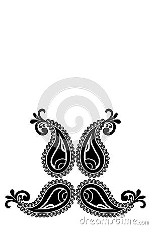 Paisley motifs.Traditional ethnic ornament. Object isolated on white background. Vector print illustration. Vector Illustration