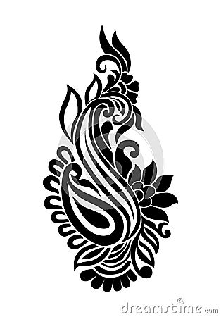 Paisley motifs. Traditional ethnic ornament. Object isolated on white background. Vector print illustration. Vector Illustration