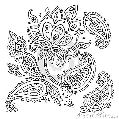 Hand Drawn Paisley ornament. Cartoon Illustration