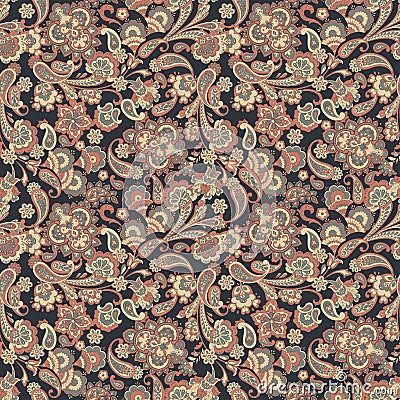 Paisley Pattern. Seamless Asian Textile Background Vector Illustration