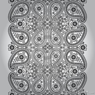 Paisley seamless border lace.Vector oriental motif Vector Illustration