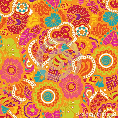 Paisley seamless colorful pattern Vector Illustration