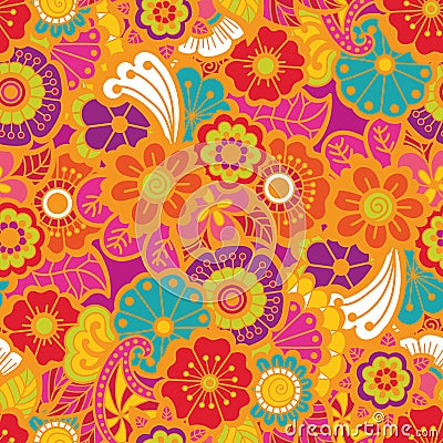 Paisley seamless colorful pattern Vector Illustration