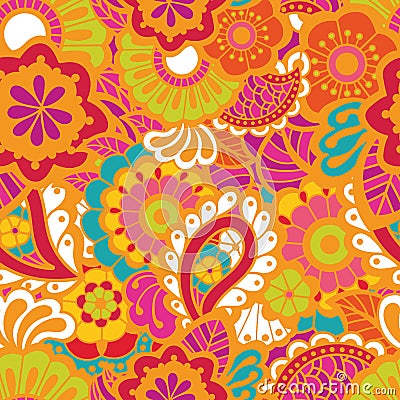 Paisley seamless colorful pattern Vector Illustration