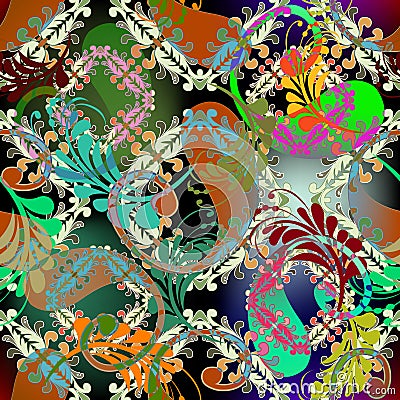 Paisley seamless pattern. Elegance arabic vector background. Beautiful ornate colorful ornaments. Repeat ornamental arabian Vector Illustration