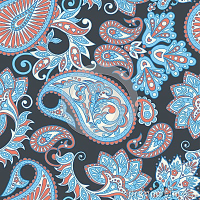 Paisley seamless pattern. Vintage floral background. Vector Illustration