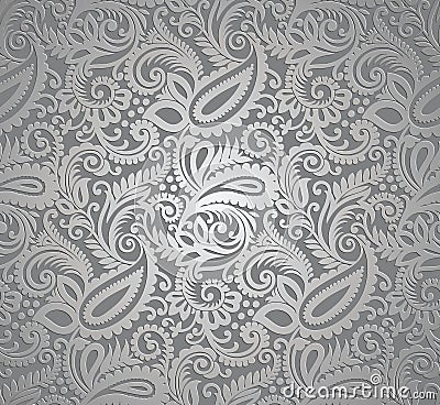 Paisley silver wallpaper Vector Illustration