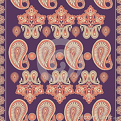 Paisley vintage pattern in indian batik style. Vector Illustration