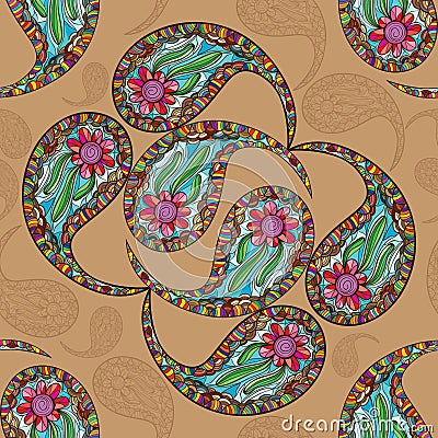 Paisley vintage seamless pattern Vector Illustration