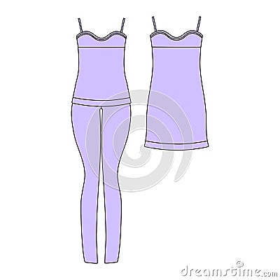 pajamas jersey. shorts and top. clothes. Women`s homewear. Vector Illustration