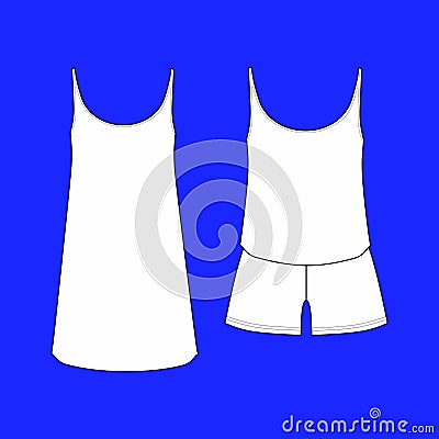 pajamas jersey. shorts and top. clothes. Women`s homewear. Vector Illustration