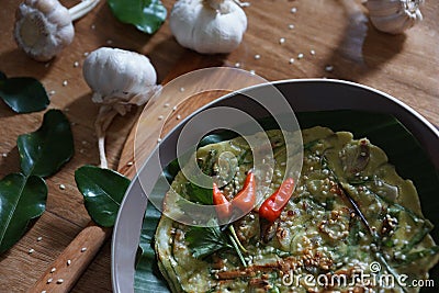 Pajeon the korean green onion pancake Stock Photo