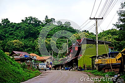 Pakbeng, local village at Mekong river, Laos Editorial Stock Photo