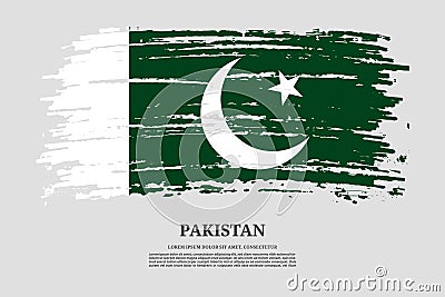 Pakistan flag with brush stroke effect and information text poster, vector Vector Illustration