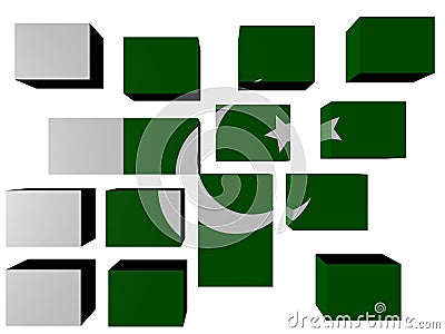 Pakistan Flag on cubes Cartoon Illustration