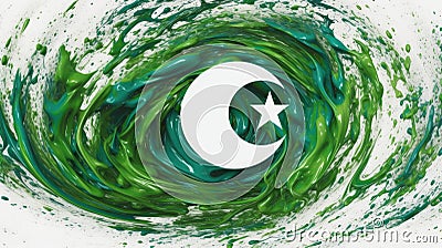 Pakistan flag viscous paint swirl generative AI Stock Photo