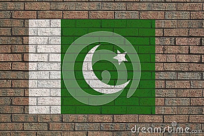 Pakistan flag on wall Cartoon Illustration