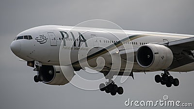 Pakistan International Airlines Boeing 777 landing Editorial Stock Photo