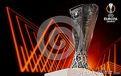 UEFA Europa League match view of the official Trophy Cartoon Illustration