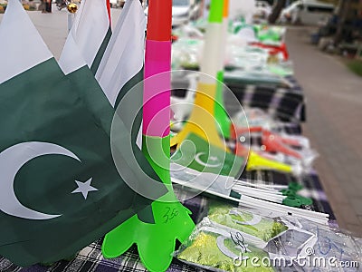 Pakistan a stall for celebrating independence day at 14th August Stock Photo