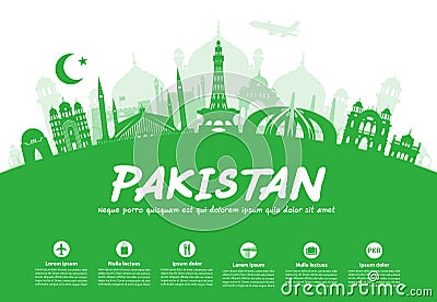 Pakistan Travel Landmarks. Vector Illustration