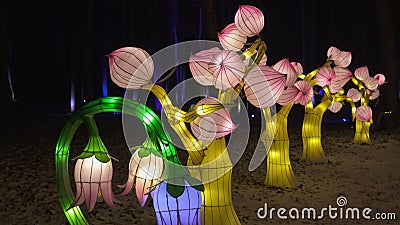 Lantern Sculptures Bring Touch Of Wonderland, a World of Illusions and Magic, Millions of Bulbs in Several Huge Silk Sculptures Ch Editorial Stock Photo