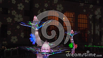 Lantern Sculptures Bring Touch Of Wonderland, a World of Illusions and Magic, Millions of Bulbs in Several Huge Silk Sculptures Ch Editorial Stock Photo