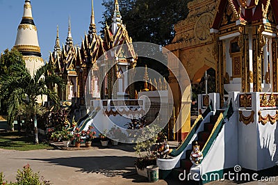 Pakse: Graves at Buddhist College `Champasak` Stock Photo