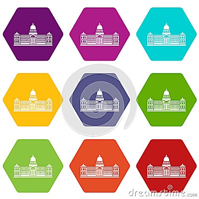 Palace of Congress , Argentina icon set color hexahedron Vector Illustration