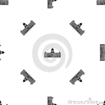 Palace of Congress , Argentina pattern seamless black Vector Illustration