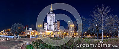 The palace of Culture and science at the center of Warsaw, Poland Editorial Stock Photo