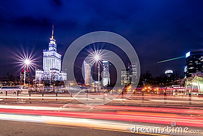 The palace of Culture and science at the center of Warsaw, Poland Editorial Stock Photo