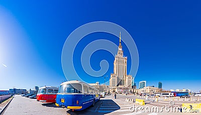 The palace of Culture and science at the center of Warsaw, Poland Editorial Stock Photo