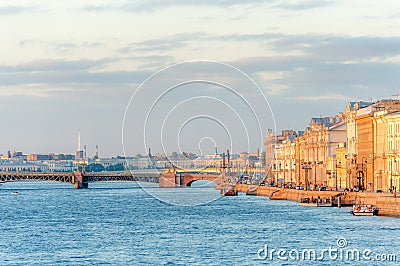 Palace embankment and Trinity bridge Stock Photo