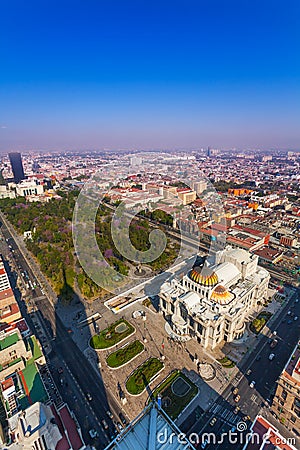 Palace of fine arts, Alameda park in Mexico city Stock Photo