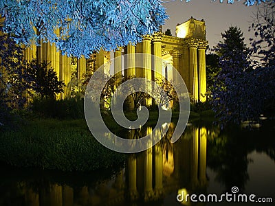 Palace of Fine Arts with blue tree Stock Photo