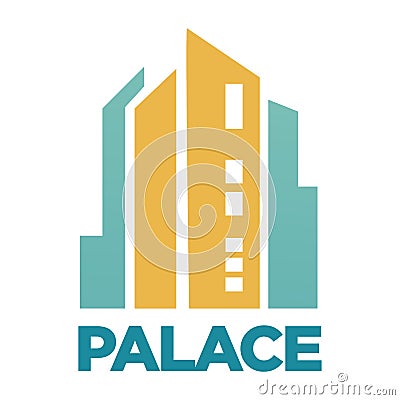 Palace hotel building flat vector icon for real estate agency or company Vector Illustration