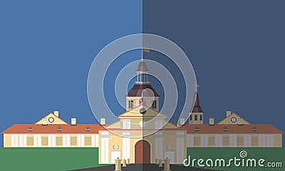 Palace icon. Flat image, front building Cartoon Illustration