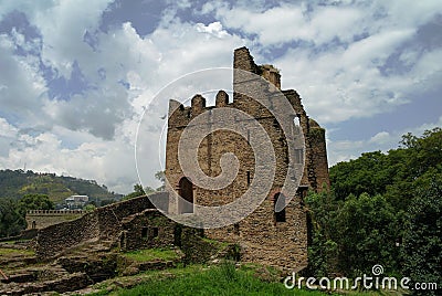 Palace of Iyasu, grandson Fasilidas in Fasil Ghebbi site Gonder Stock Photo