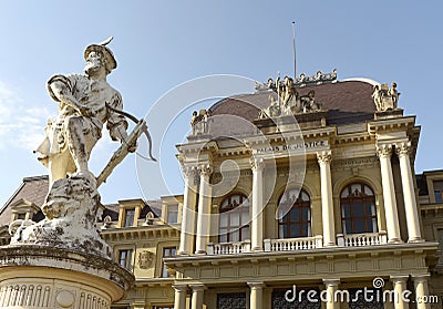 Palace of Justice, District Court of Lausanne and sculpture of W Stock Photo