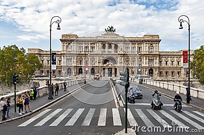 Palace of Justice or the Palazzaccio that houses the Supreme Court of Cassation in Rome, Italy Editorial Stock Photo