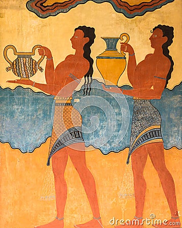 Cup Bearer Fresco Knossos Crete Greece Stock Photo