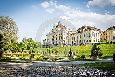 The Palace in Ludwigsburg, Germany with baroque garden Editorial Stock Photo