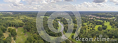 Muskau Park, UNESCO, Poland, 08.2017, panorama, aerial view Editorial Stock Photo