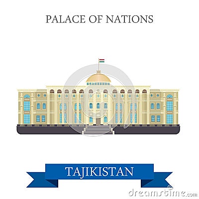 Palace of Nations Dushanbe Tajikistan vector flat attraction Vector Illustration